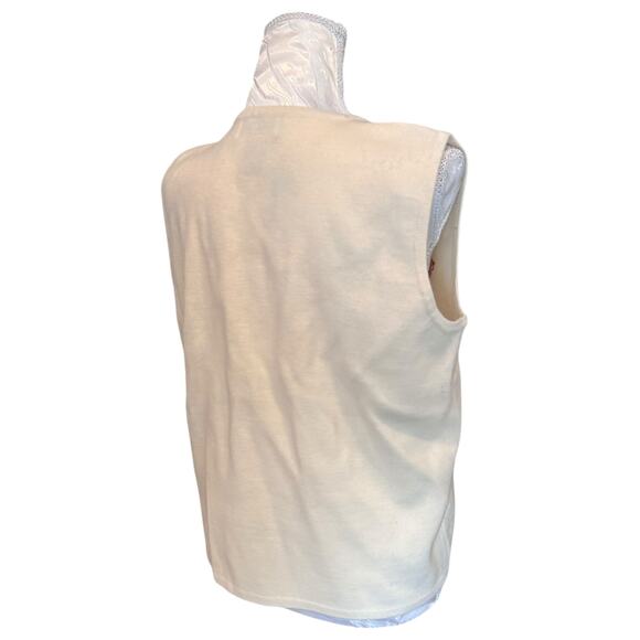 Vintage White Orange Halloween Sweater Vest Womens Sz Large Pumpkin Black Cat - Picture 4 of 16